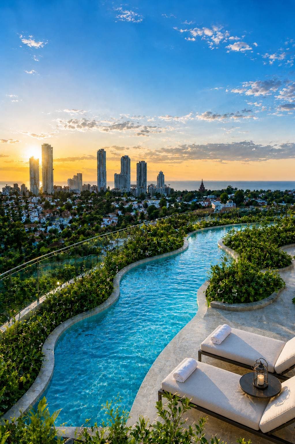 Rooftop pool with sea view