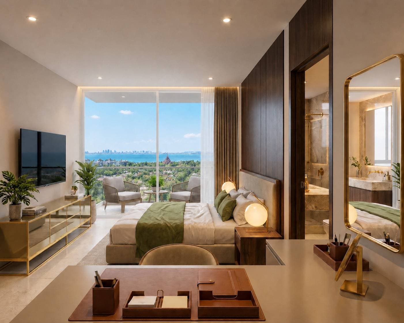 Bedroom with Sanctuary of Truth and Gulf of Siam view