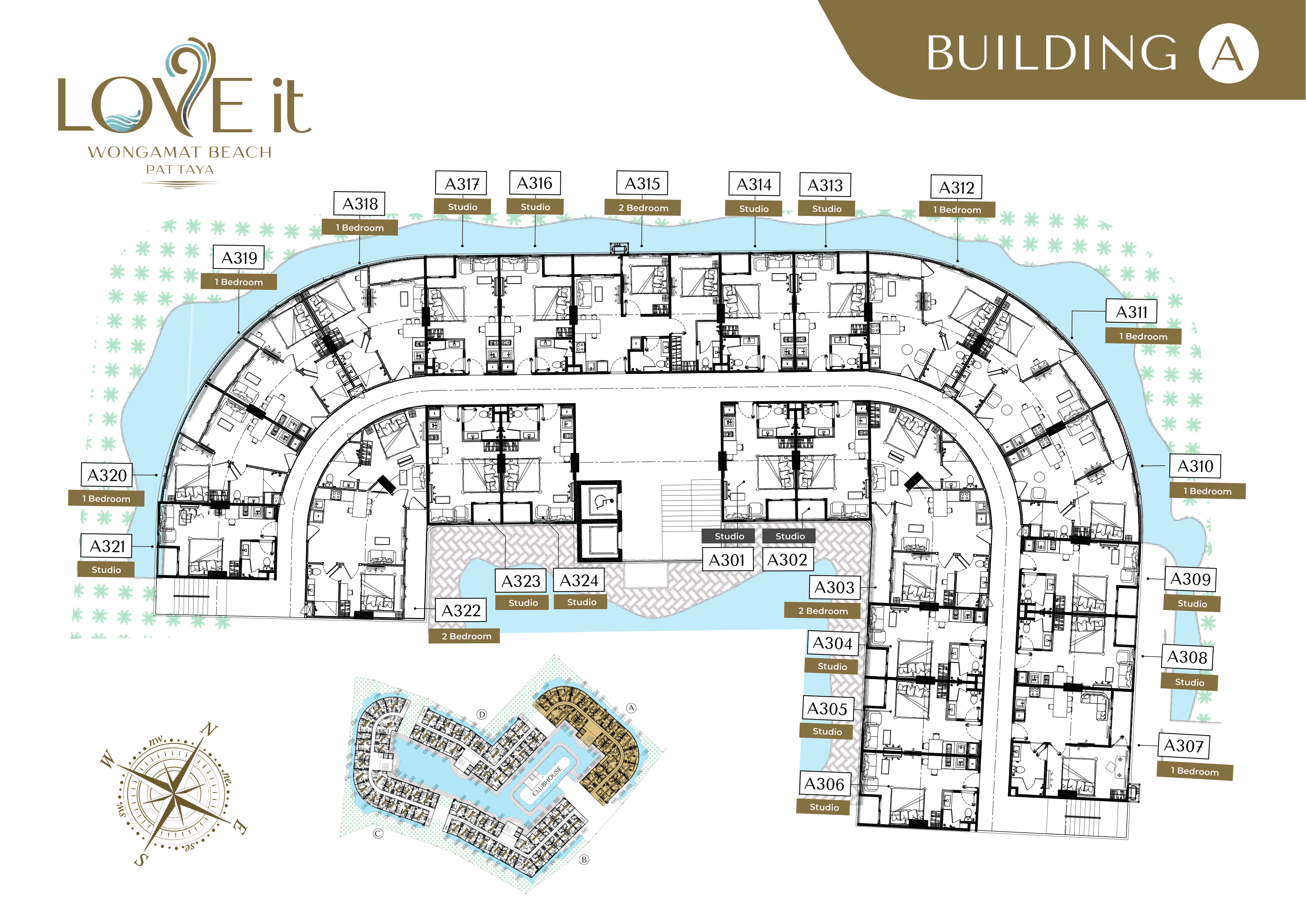 Floor plan Building A — LOVE IT Wongamat Beach