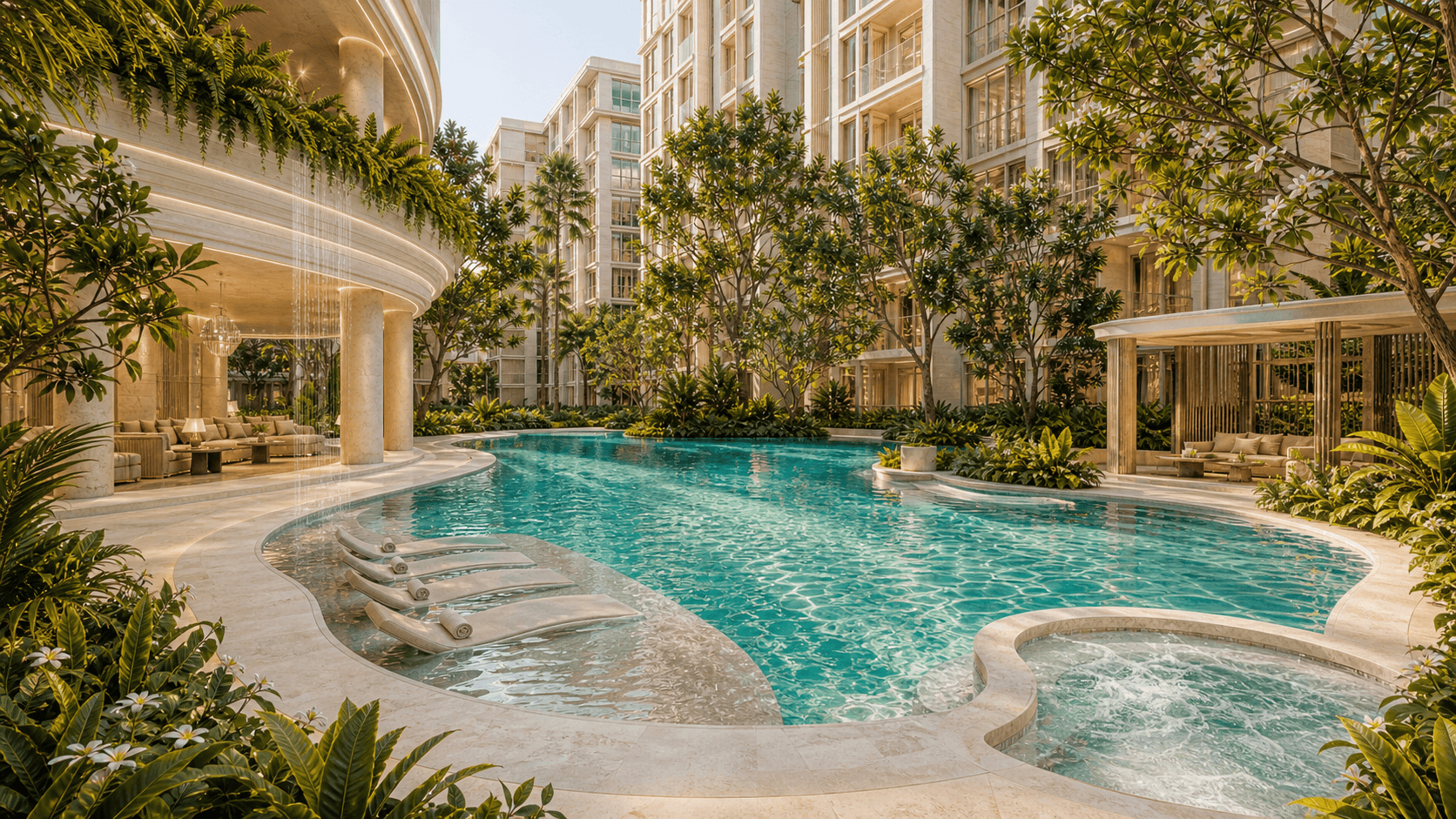 Resort-style Lagoon Pool in the inner courtyard