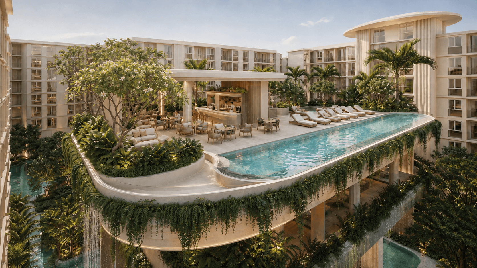 Sky Pool and bar on the clubhouse rooftop